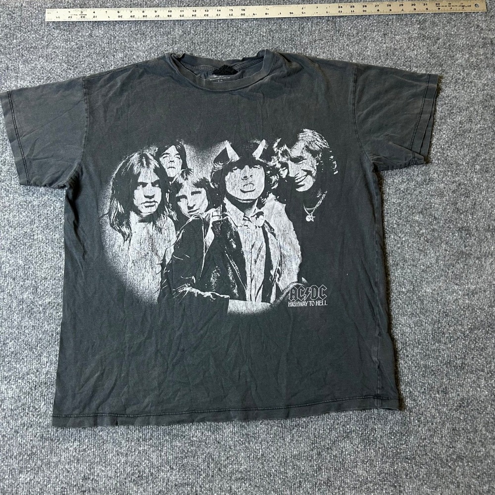 Cotton On T-Shirt Womens Size L Grey AC/DC Highway to Hell Relaxed Boyfriend Tee
